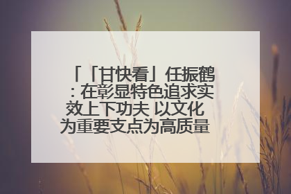 「甘快看」任振鹤：在彰显特色追求实效上下功夫 以文化为重要支点为高质量发展增添动能