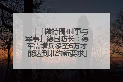 「微特稿·时事与军事」德国防长：德军需增兵多至6万才能达到北约新要求