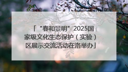 “春和景明”2025国家级文化生态保护（实验）区展示交流活动在洛举办