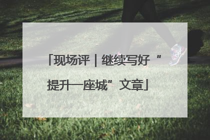 现场评｜继续写好“提升一座城”文章