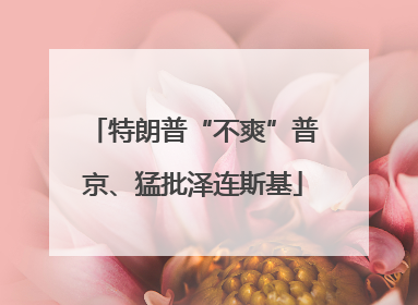 特朗普“不爽”普京、猛批泽连斯基