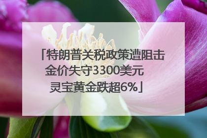 特朗普关税政策遭阻击金价失守3300美元 灵宝黄金跌超6%