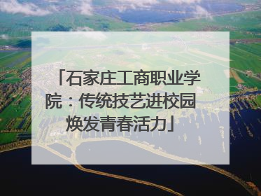 石家庄工商职业学院：传统技艺进校园焕发青春活力