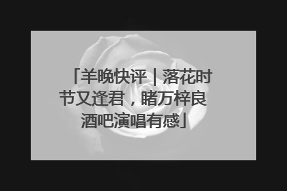 羊晚快评｜落花时节又逢君，睹万梓良酒吧演唱有感