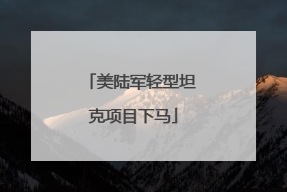 美陆军轻型坦克项目下马