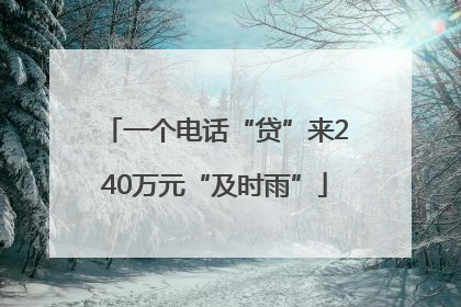 一个电话“贷”来240万元“及时雨”