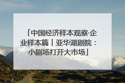 中国经济样本观察·企业样本篇︱亚华湖剧院：小剧场打开大市场