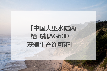 中国大型水陆两栖飞机AG600获颁生产许可证