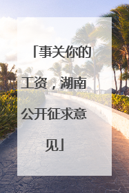 事关你的工资，湖南公开征求意见