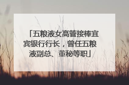 五粮液女高管接棒宜宾银行行长，曾任五粮液副总、董秘等职
