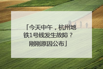 今天中午，杭州地铁1号线发生故障？刚刚原因公布