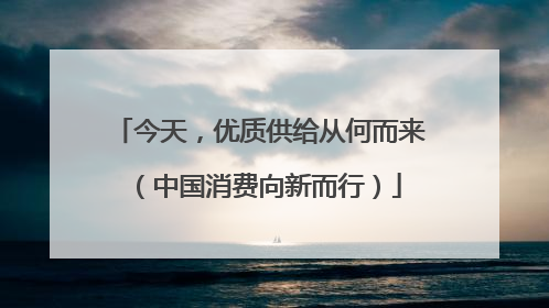 今天，优质供给从何而来（中国消费向新而行）