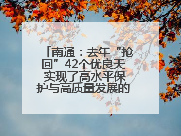 南通：去年“抢回”42个优良天 实现了高水平保护与高质量发展的协同并进