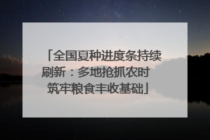 全国夏种进度条持续刷新：多地抢抓农时 筑牢粮食丰收基础