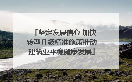 坚定发展信心 加快转型升级精准施策推动建筑业平稳健康发展