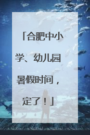 合肥中小学、幼儿园暑假时间，定了！