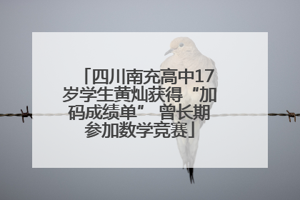 四川南充高中17岁学生黄灿获得“加码成绩单” 曾长期参加数学竞赛