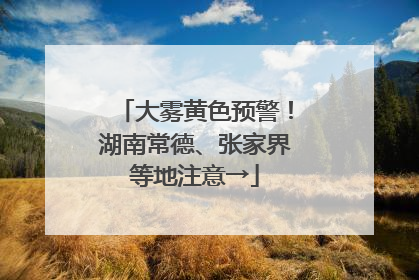 大雾黄色预警！湖南常德、张家界等地注意→
