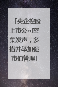 央企控股上市公司密集发声，多措并举加强市值管理