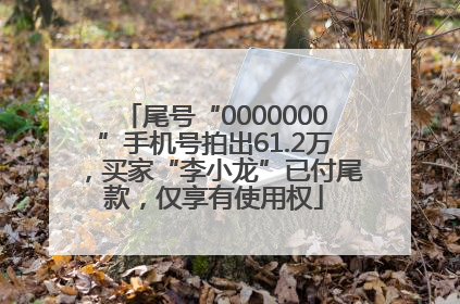 尾号“0000000”手机号拍出61.2万，买家“李小龙”已付尾款，仅享有使用权