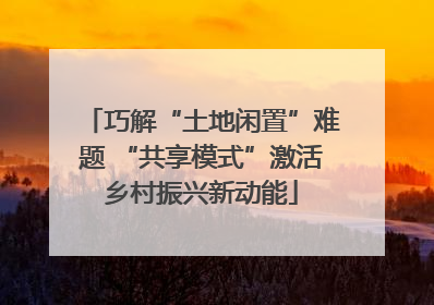 巧解“土地闲置”难题 “共享模式”激活乡村振兴新动能