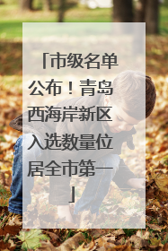 市级名单公布！青岛西海岸新区入选数量位居全市第一