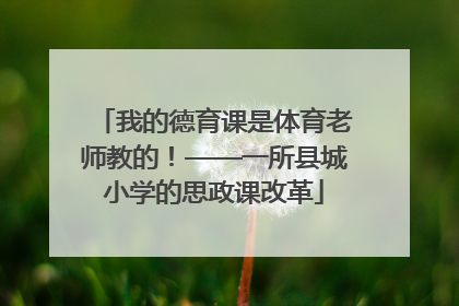 我的德育课是体育老师教的！——一所县城小学的思政课改革