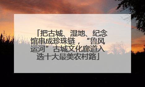把古城、湿地、纪念馆串成珍珠链，“鲁风运河”古城文化廊道入选十大最美农村路