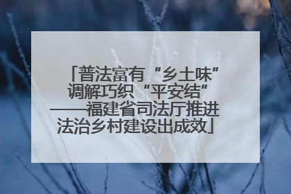 普法富有“乡土味” 调解巧织“平安结”——福建省司法厅推进法治乡村建设出成效
