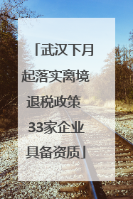 武汉下月起落实离境退税政策 33家企业具备资质