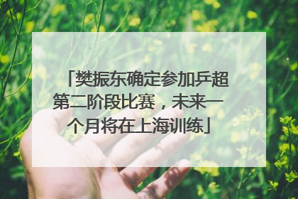樊振东确定参加乒超第二阶段比赛，未来一个月将在上海训练