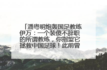 潘粤明炮轰国足教练伊万：一个装傻不辞职的所谓教练，你指望它拯救中国足球！此前曾多次发文评价国足