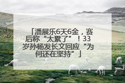 潘展乐6天6金，赛后称“太累了”！33岁孙杨发长文回应“为何还在坚持”