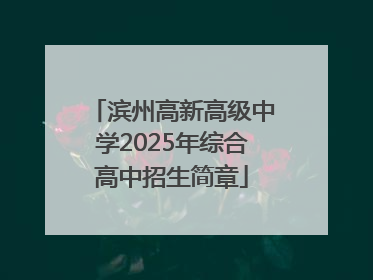 滨州高新高级中学2025年综合高中招生简章