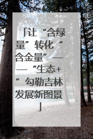 让“含绿量”转化“含金量”——“生态+”勾勒吉林发展新图景
