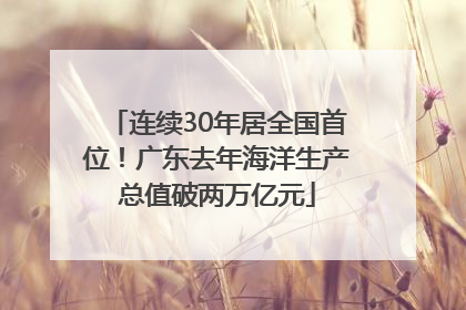 连续30年居全国首位！广东去年海洋生产总值破两万亿元