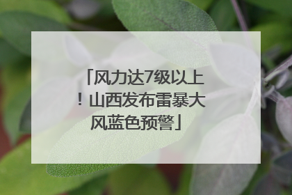 风力达7级以上！山西发布雷暴大风蓝色预警
