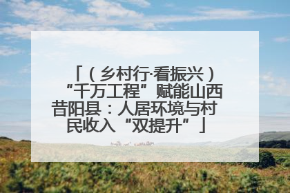 （乡村行·看振兴）“千万工程”赋能山西昔阳县：人居环境与村民收入“双提升”
