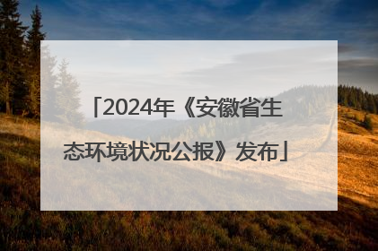 2024年《安徽省生态环境状况公报》发布