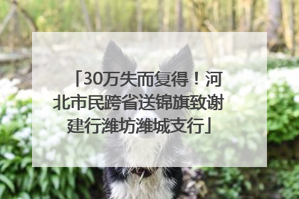 30万失而复得！河北市民跨省送锦旗致谢建行潍坊潍城支行