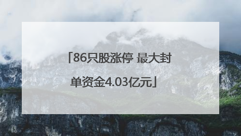 86只股涨停 最大封单资金4.03亿元